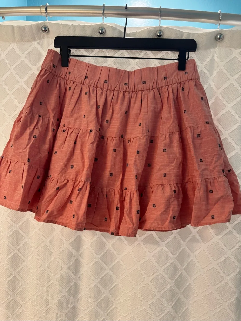 J. Crew Rust Tiered Mini Skirt with Tiny Black Squares - Picture 5 of 6